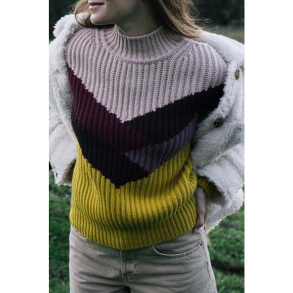 ba&sh Orlando Sweater Wool Blend Mockneck Chunky Knit Size Medium - Picture 4 of 11